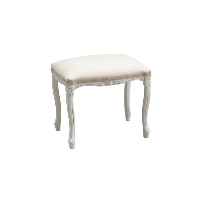 Pouff imbottito tessuto beige legno shabby bianco 43x33x43 - Mobili 2G