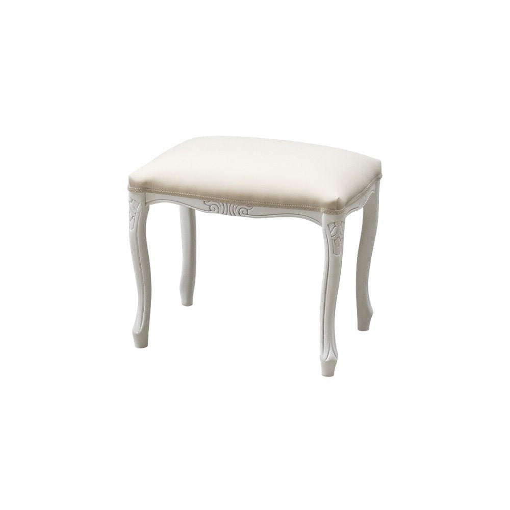 Pouff imbottito tessuto beige legno shabby bianco 43x33x43 - Mobili 2G