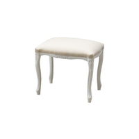 Pouff imbottito tessuto beige legno shabby bianco 43x33x43 - Mobili 2G