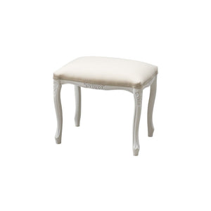 Pouff imbottito tessuto beige legno shabby bianco 43x33x43 - Mobili 2G