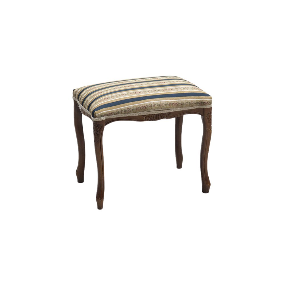 Pouff imbottito tessuto blu legno noce scuro 43x33x43 - Mobili 2G