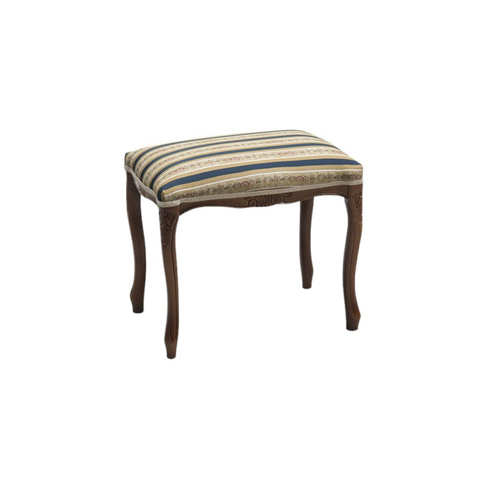 Pouff imbottito tessuto blu legno noce scuro 43x33x43 - Mobili 2G