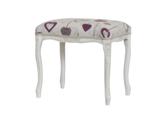 Pouff imbottito tessuto cuori legno shabby bianco 43x33x43 - Mobili 2G