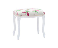 Pouff imbottito tessuto farfalla legno shabby bianco 43x33x43 - Mobili 2G