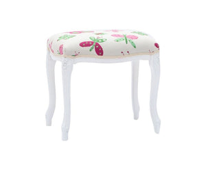 Pouff imbottito tessuto farfalla legno shabby bianco 43x33x43 - Mobili 2G