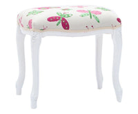 Pouff imbottito tessuto farfalla legno shabby bianco 43x33x43 - Mobili 2G