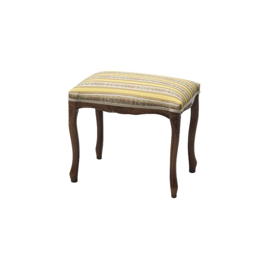 Pouff imbottito tessuto giallo legno noce scuro 43x33x43 - Mobili 2G