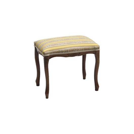 Pouff imbottito tessuto giallo legno noce scuro 43x33x43 - Mobili 2G