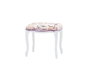 Pouff imbottito tessuto lettera legno shabby bianco 43x33x43 - Mobili 2G