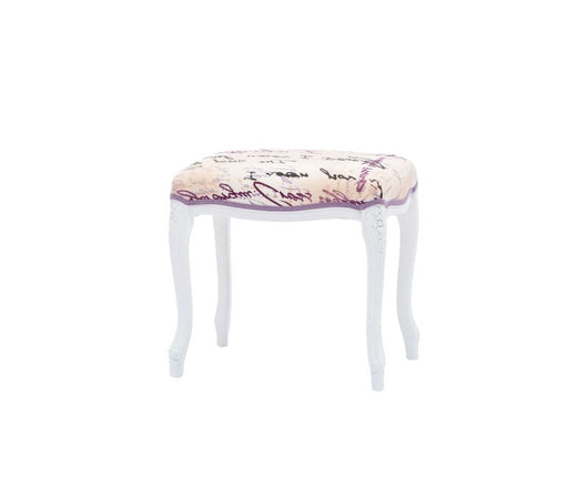 Pouff imbottito tessuto lettera legno shabby bianco 43x33x43 - Mobili 2G