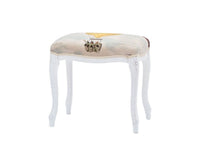 Pouff imbottito tessuto mongolfiera legno shabby bianco 43x33x43 - Mobili 2G