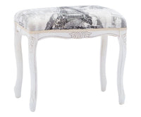 Pouff imbottito tessuto parigi legno shabby bianco 43x33x43 - Mobili 2G