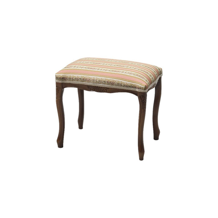 Pouff imbottito tessuto rosa legno noce scuro 43x33x43 - Mobili 2G