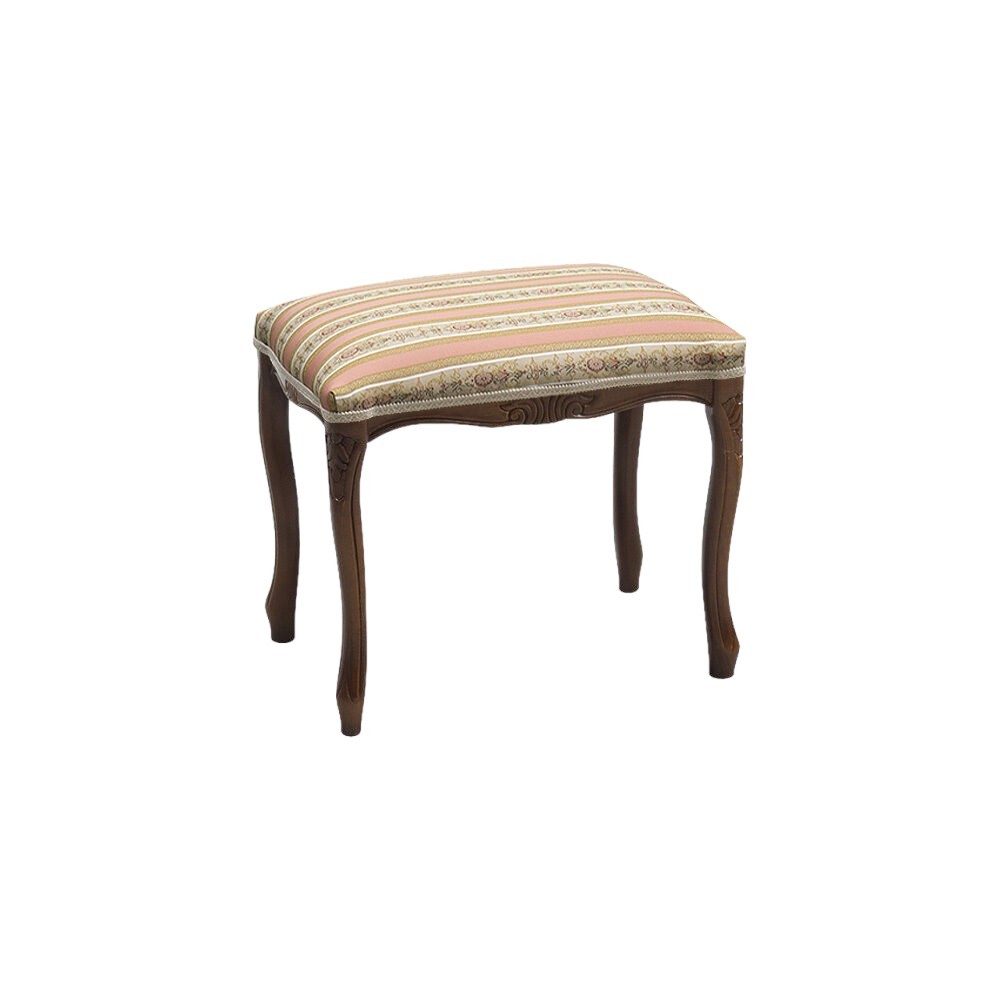 Pouff imbottito tessuto rosa legno noce scuro 43x33x43 - Mobili 2G