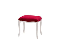 Pouff imbottito tessuto rosso legno shabby bianco 43x33x43 - Mobili 2G