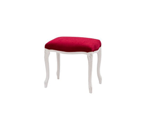 Pouff imbottito tessuto rosso legno shabby bianco 43x33x43 - Mobili 2G