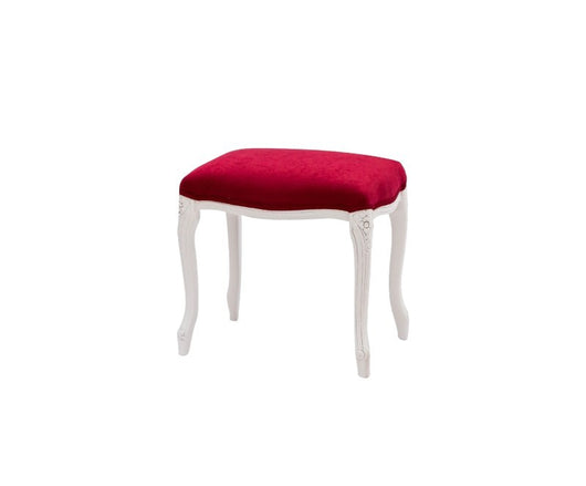 Pouff imbottito tessuto rosso legno shabby bianco 43x33x43 - Mobili 2G