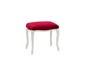 Pouff imbottito tessuto rosso legno shabby bianco 43x33x43 - Mobili 2G