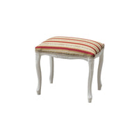 Pouff imbottito tessuto rosso legno shabby bianco 43x33x43 - Mobili 2G
