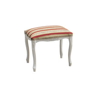 Pouff imbottito tessuto rosso legno shabby bianco 43x33x43 - Mobili 2G