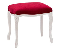 Pouff imbottito tessuto rosso legno shabby bianco 43x33x43 - Mobili 2G