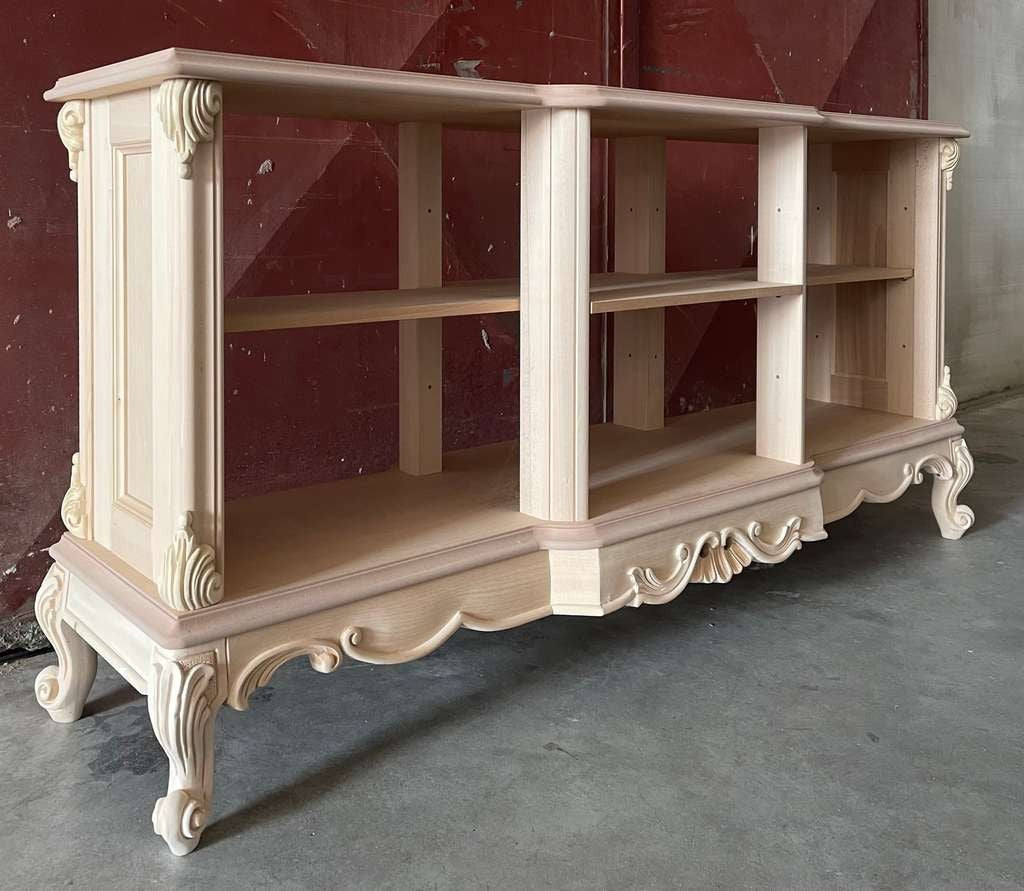 Retro divano bifacciale classico barocco legno grezzo 155x50x76 - Mobili 2G