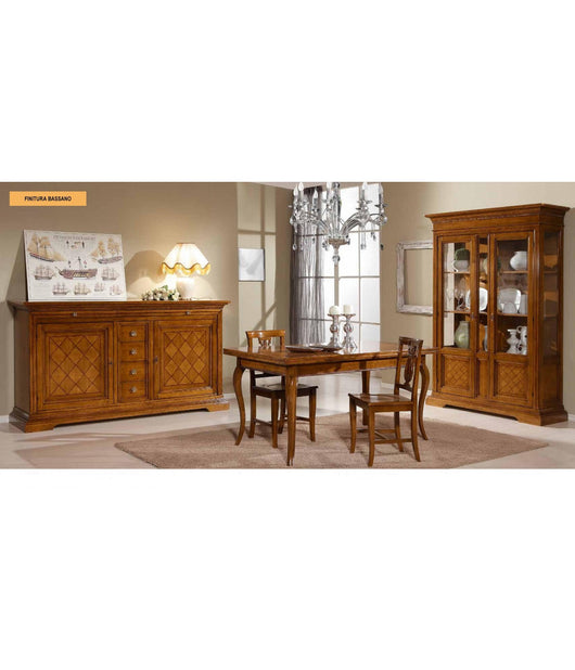 Soggiorno arte povera intarsio a rombi in legno tinta noce - Mobili 2G