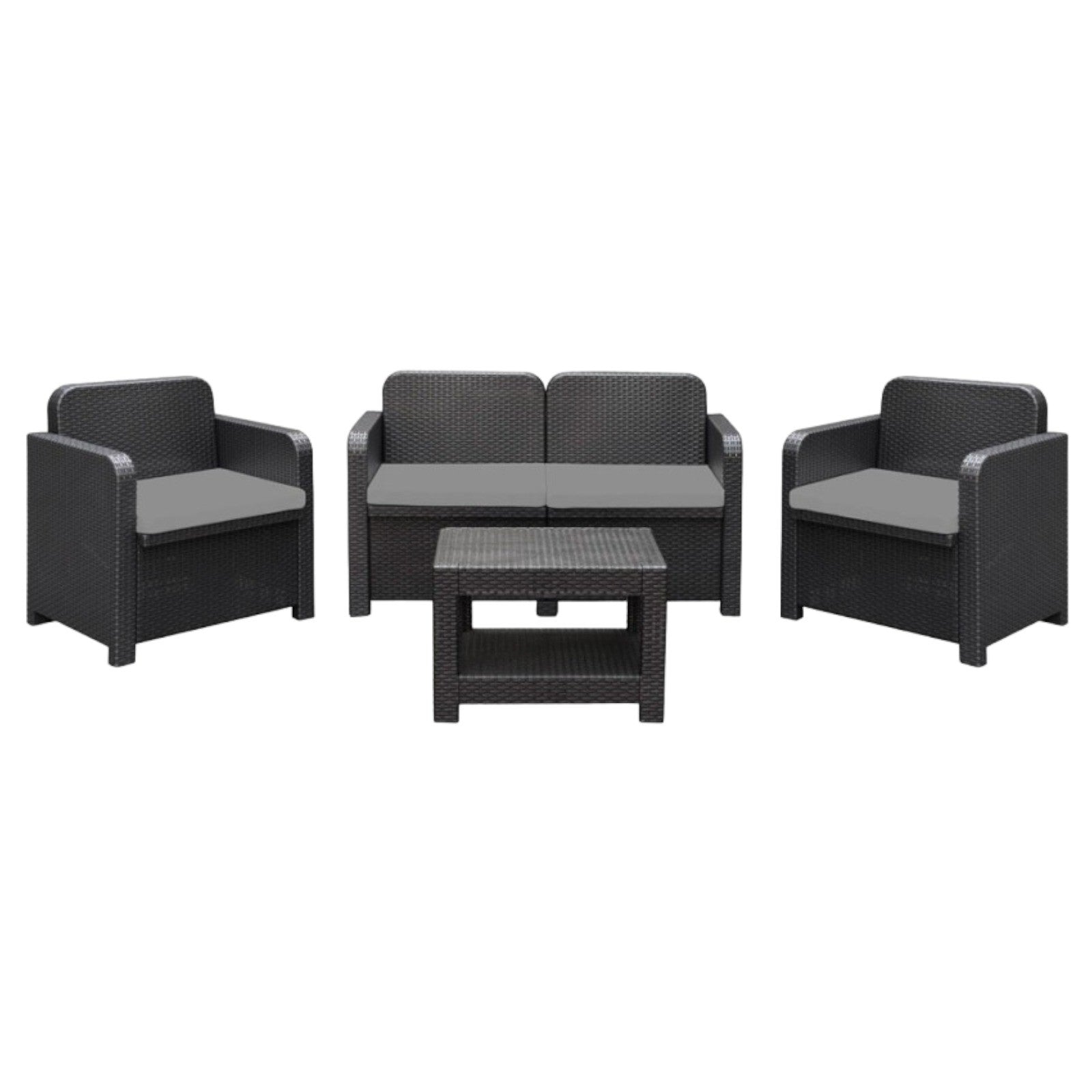 Salotto da giardino 4 posti in polimerico ecologico antracite - Mobili 2G
