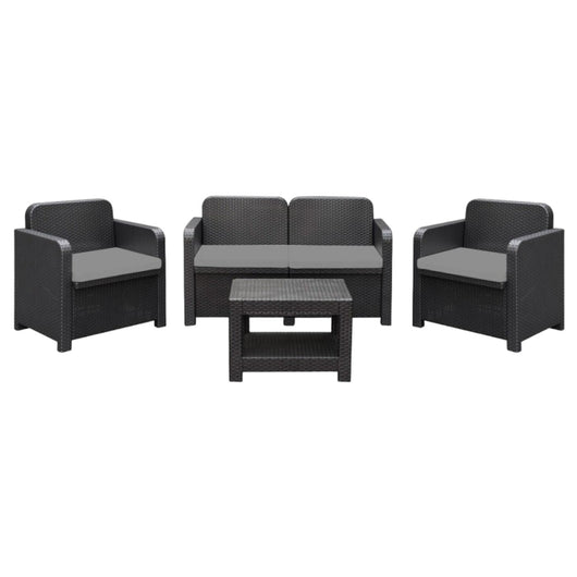 Salotto da giardino 4 posti in polimerico ecologico antracite - Mobili 2G