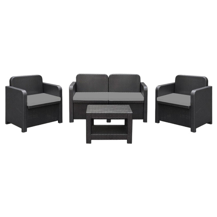 Salotto da giardino 4 posti in polimerico ecologico antracite - Mobili 2G