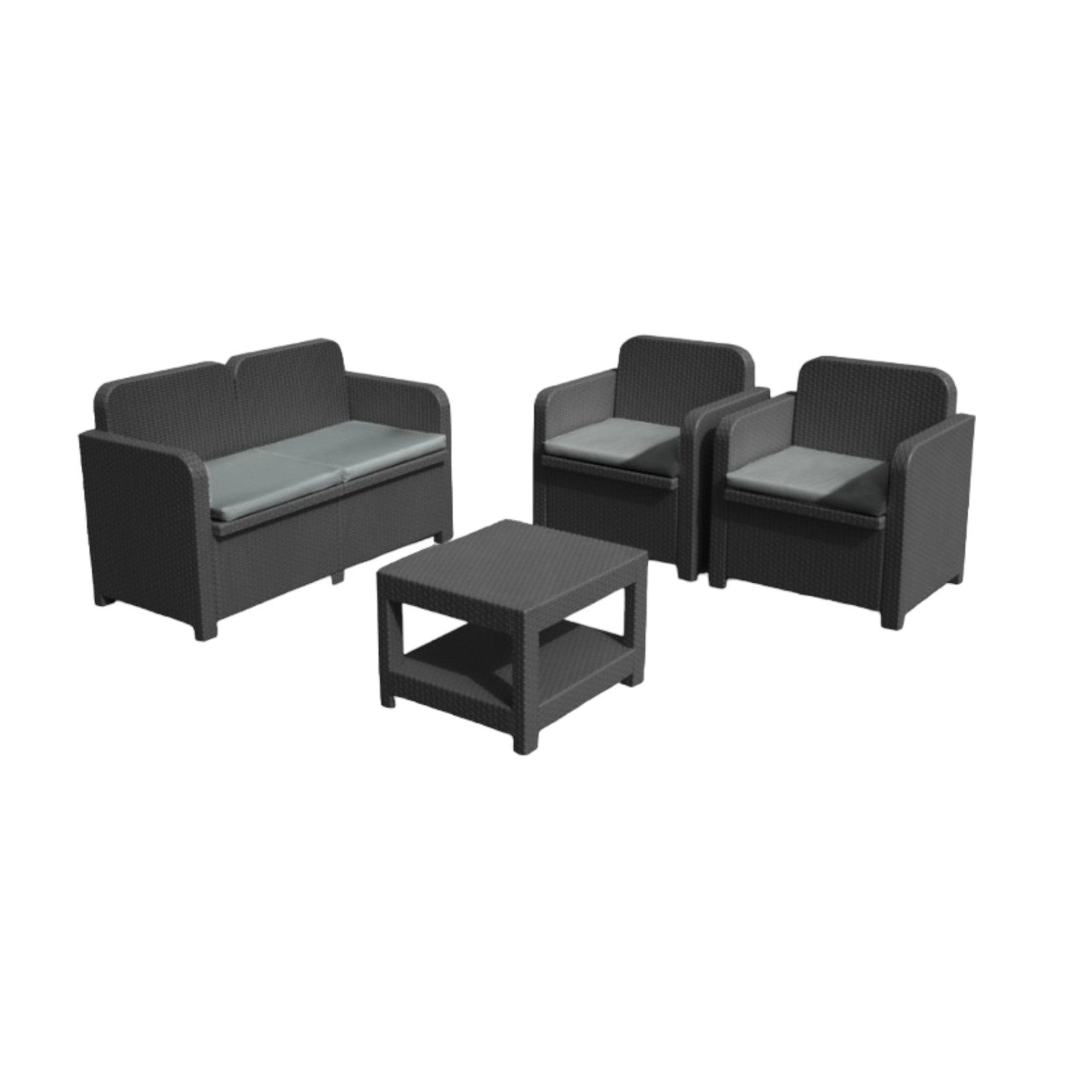 Salotto da giardino 4 posti in polimerico ecologico antracite - Mobili 2G