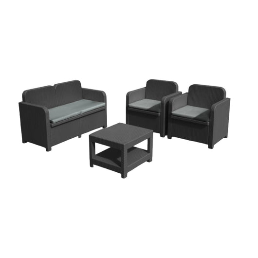 Salotto da giardino 4 posti in polimerico ecologico antracite - Mobili 2G