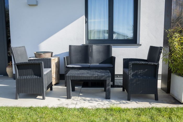 Salotto da giardino 4 posti in polimerico ecologico antracite - Mobili 2G