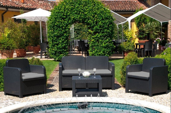 Salotto da giardino 4 posti in polimerico ecologico antracite - Mobili 2G