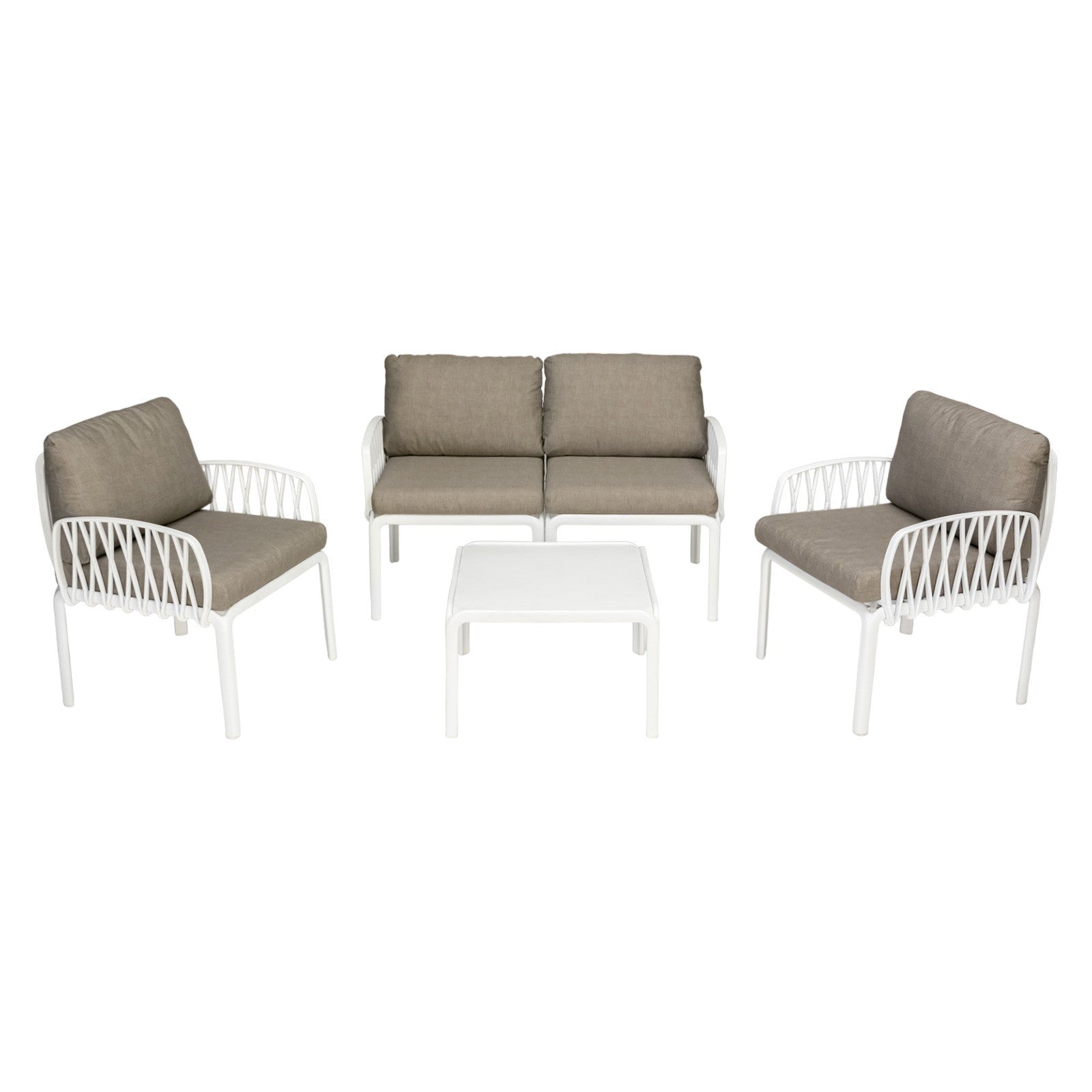 Salotto da giardino 4 posti in polipropilene/fiberglass bianco - Mobili 2G