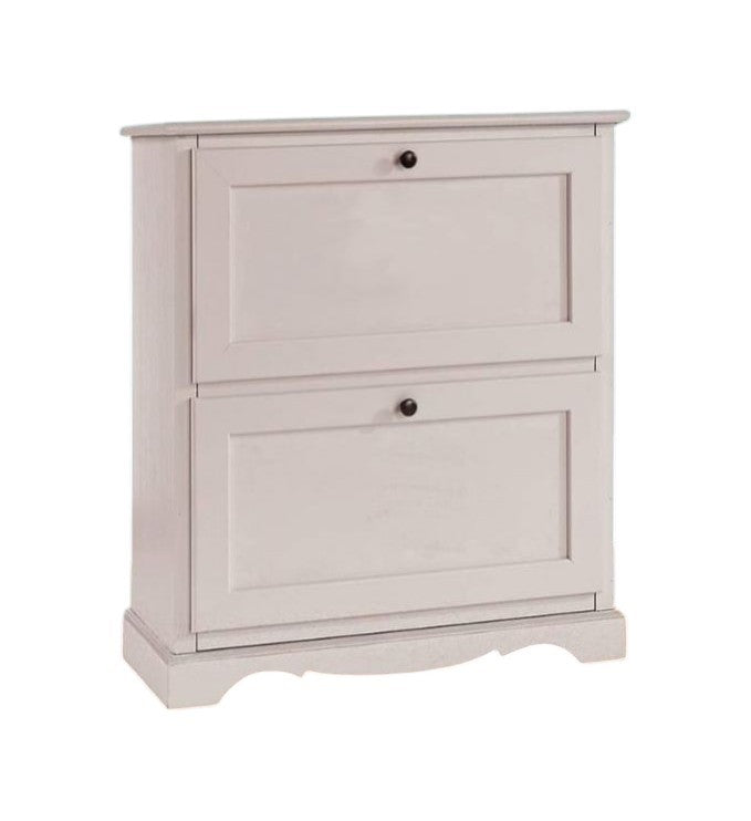  scarpiera 2 ante ribalta arte povera legno bianco 79x30x90 (1279) - Mobili 2G