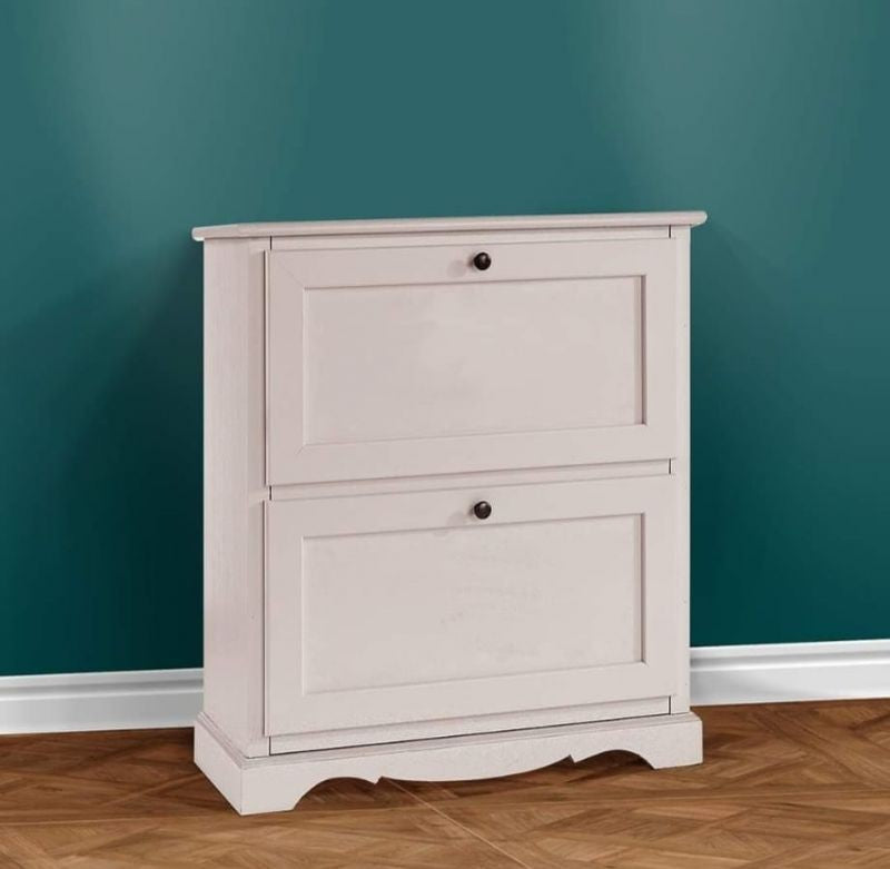  scarpiera 2 ante ribalta arte povera legno bianco 79x30x90 (1279) - Mobili 2G