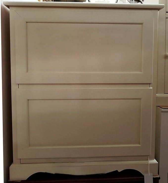  scarpiera 2 ante ribalta arte povera legno bianco 79x30x90 (1279) - Mobili 2G