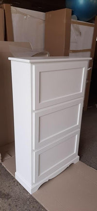  scarpiera 3 ante ribalta arte povera legno bianco 79x30x130 (1280) - Mobili 2G