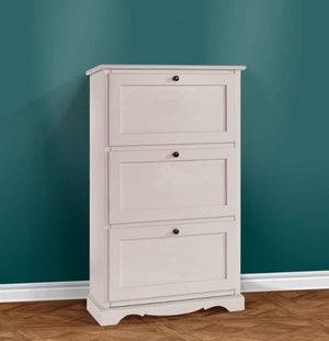  scarpiera 3 ante ribalta arte povera legno bianco 79x30x130 (1280) - Mobili 2G