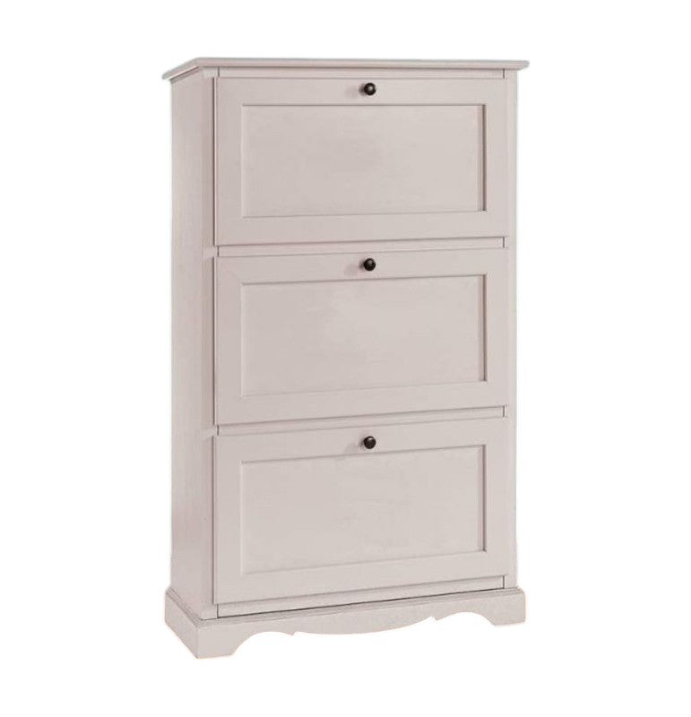  scarpiera 3 ante ribalta arte povera legno bianco 79x30x130 (1280) - Mobili 2G