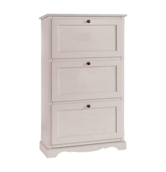 scarpiera 3 ante ribalta arte povera legno bianco 79x30x130 (1280) - Mobili 2G
