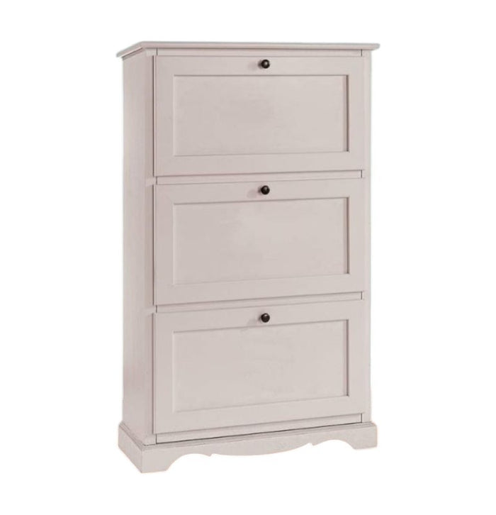  scarpiera 3 ante ribalta arte povera legno bianco 79x30x130 (1280) - Mobili 2G