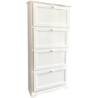  scarpiera 4 ante ribalta arte povera legno bianco 79x30x170 (1281) - Mobili 2G