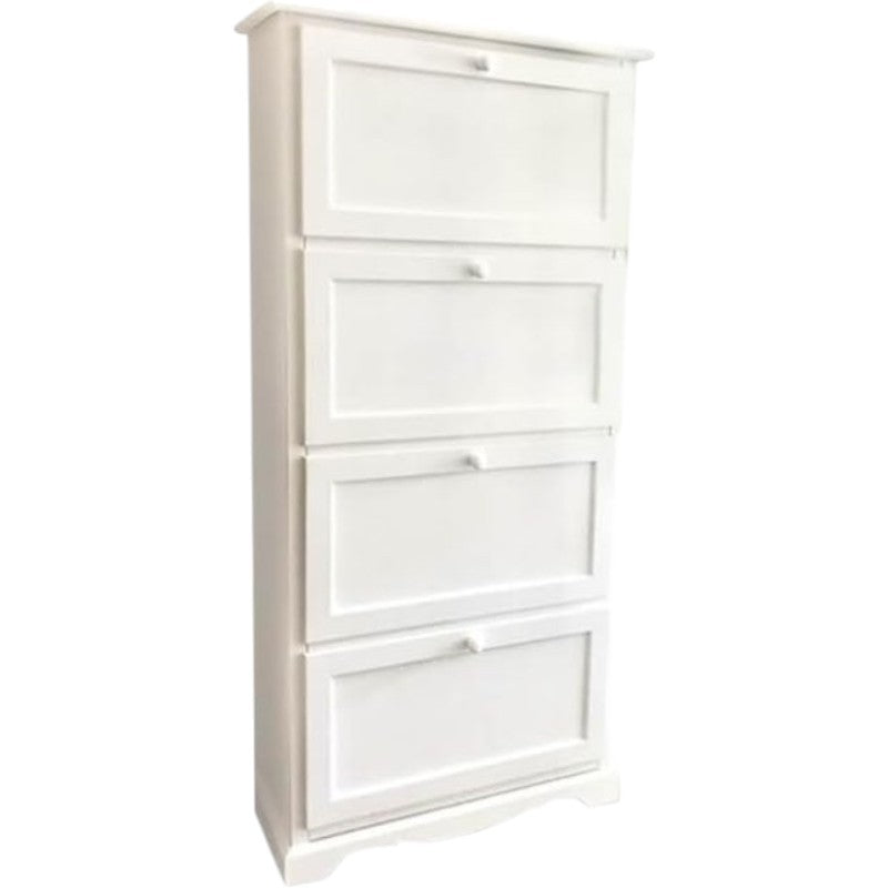  scarpiera 4 ante ribalta arte povera legno bianco 79x30x170 (1281) - Mobili 2G