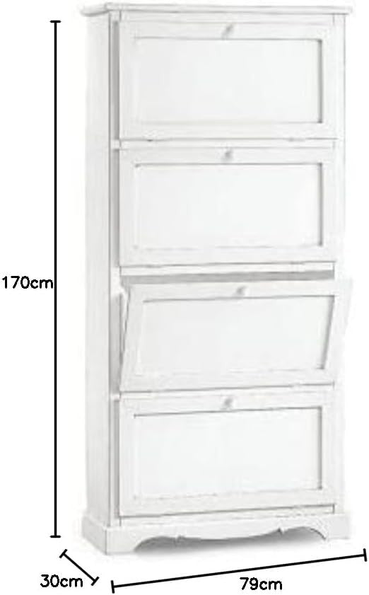  scarpiera 4 ante ribalta arte povera legno bianco 79x30x170 (1281) - Mobili 2G