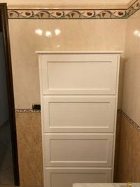  scarpiera 4 ante ribalta arte povera legno bianco 79x30x170 (1281) - Mobili 2G