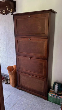  scarpiera 4 ante ribalta arte povera legno tinta noce 79x30x170 (281) - Mobili 2G