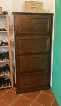  scarpiera 4 ante ribalta arte povera legno tinta noce 79x30x170 (281) - Mobili 2G