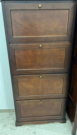  scarpiera 4 ante ribalta arte povera legno tinta noce 79x30x170 (281) - Mobili 2G